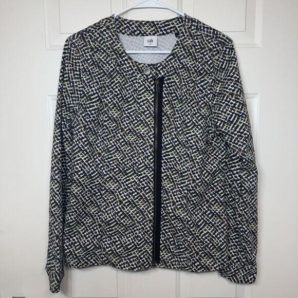 CAbi Women's Medium Cliffside Zipper Moto Jacket Pink Green Black Style 5099 - Picture 1 of 10